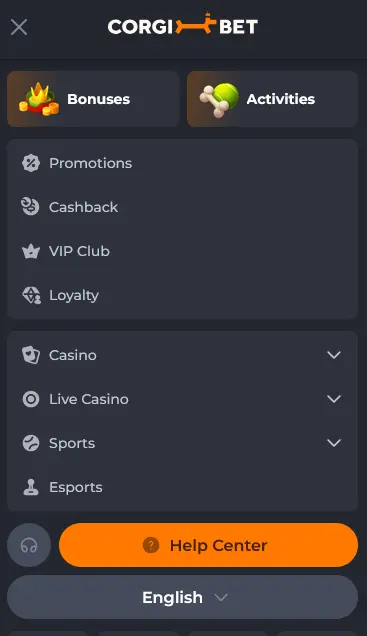 Mobilní aplikace Corgibet Casino pro Android a iOS