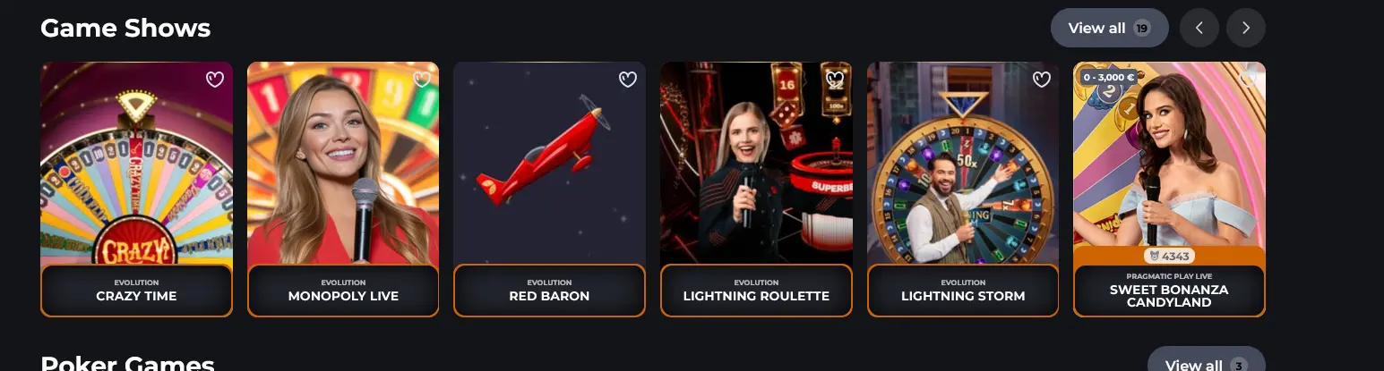 Herní show Crazy Time a Dream Catcher v Corgibet Casino